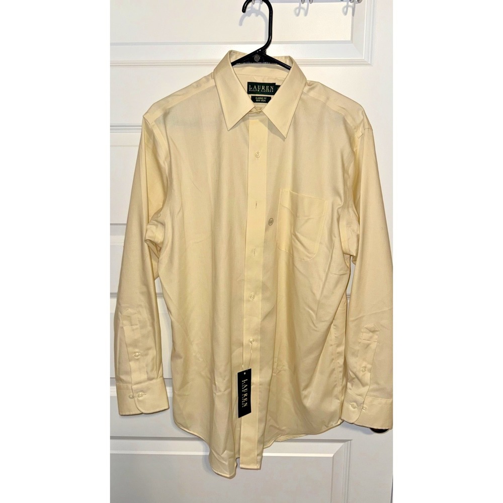 NWT Lauren Ralph Lauren Mens 15.5 32/33 Yellow Yarmouth Button Down Shirt NEW